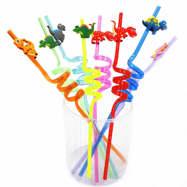 8pcs dinosaur straw