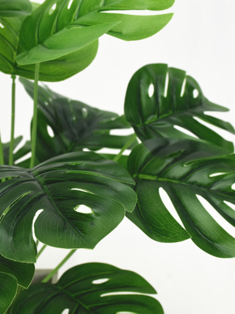 Mesterséges Növények Zöld Pálmalevelek Monstera Otthoni Kert Nappali Hálószoba Erkély Dekoráció Trópusi Műanyag Növény Hosszú
