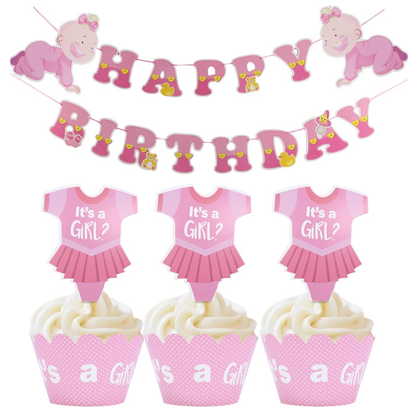 24Db Kék / Rózsaszín Cupcake Wrapper Muffin Torta Papírpohár Tok Esküvői Születésnapi Dekorációhoz Baby Shower Party Kellékek