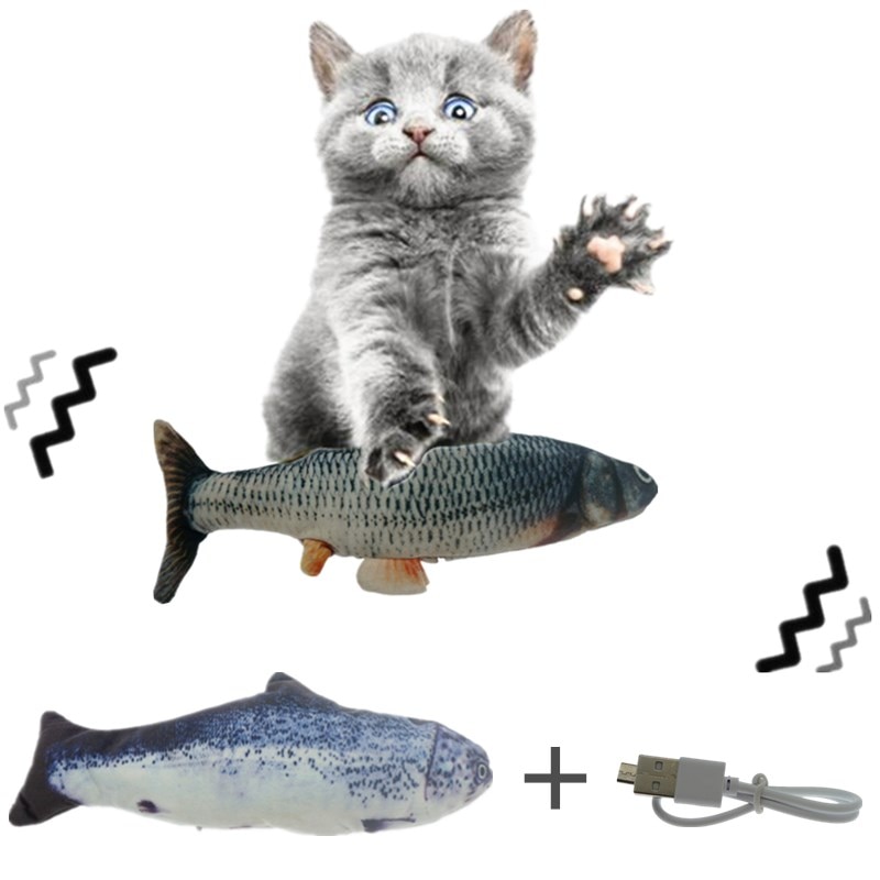 30Cm Cat Toy Fish Usb Charging Electric Simulation Dancing Jumping Mozgó Floppy Elektronikus Hal Macskáknak Játékok