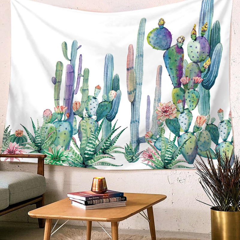 Kaktusz Gobelin Akvarell Falikaró Zöld Növények Falikárpitok Bohém Tájkép Tapéták Fal Art Dekoráció 230 200 150 100