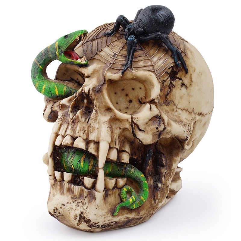 Heymamba Gyanta Kézműves Koponya Fej Szobor Kígyó És Pók Halál Otthoni Halloween Party Dekoráció