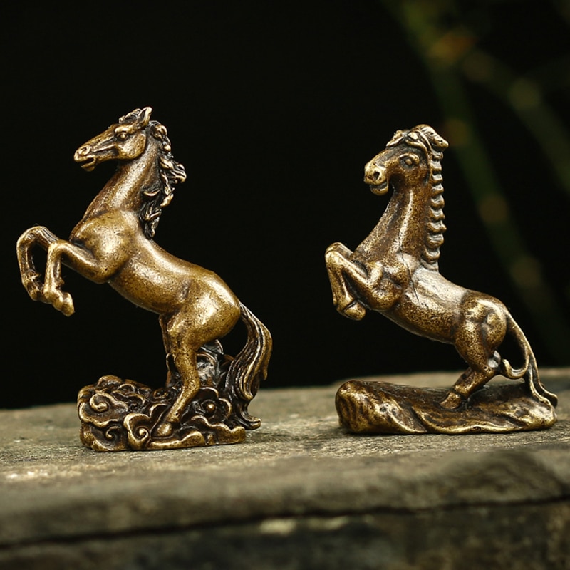 Tiszta Réz Szilárd Szerencsés Futó Ló Figurák Miniatűr Asztali Díszdíszítés Antik Bronz Állatszobrok Kézműves Foglalkozások Otthoni