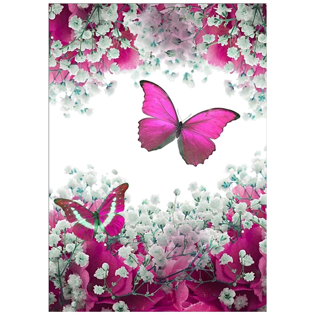 Round-full-diamond-5d-landscape-diamond-painting-butterfly-flower-DIY-diamond-embroidery-kit-home-decoration-ornaments Kerek Teljes Gyémánt 5D Táj Festmény Pillangó Virág Diy Hímző Készlet Lakberendezési Dísztárgyak - Image 1