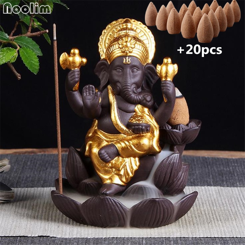 Ganesha Visszafolyósító Füstölő Elefánt Isten Embléma Kedvező És Siker Kerámia Füstölőtartó