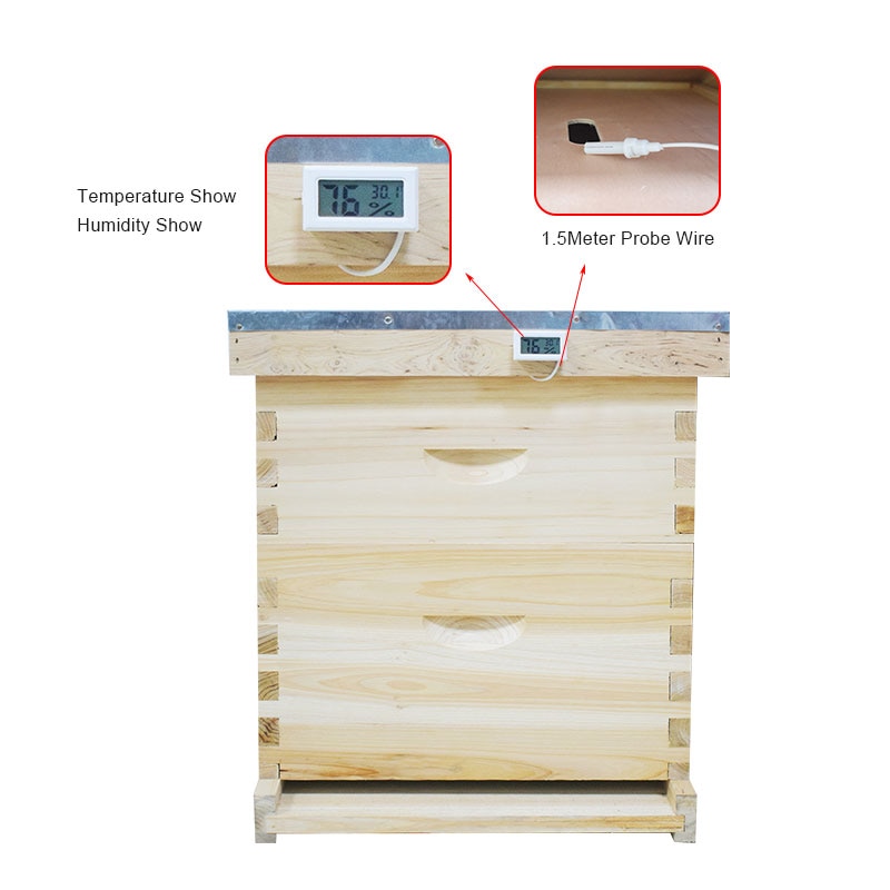 4/6/7/8 Hüvelykes Mini Kényelmes, Digitális Lcd-Higrométeres Hőmérő Szenzorfigyelő Kijelzővel A Méhészkedéshez Langstroth Dadant Beehive