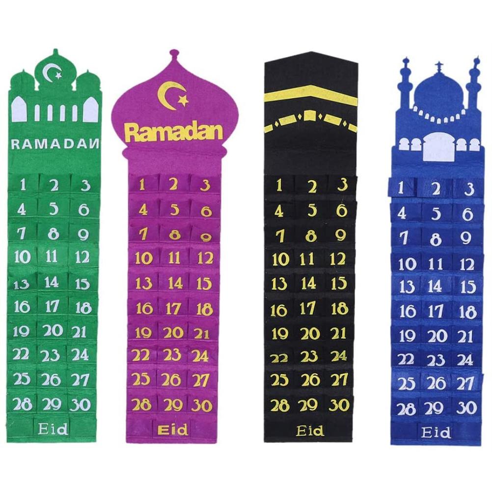 Ramadan Lógó Calendar Countdown Naptár Függő Bag Falinaptár Tároló Táska Gyerekek Ajándékai Ramadán Dekoráció