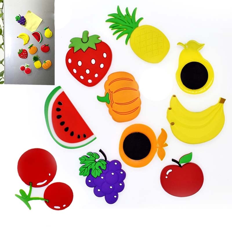 10Db Hűtőszekrény Mágnes Dekoráció Gyümölcs Matrica Mágnesek Rajzfilm Gyermek Lakberendezési Üzenet Board Magnet