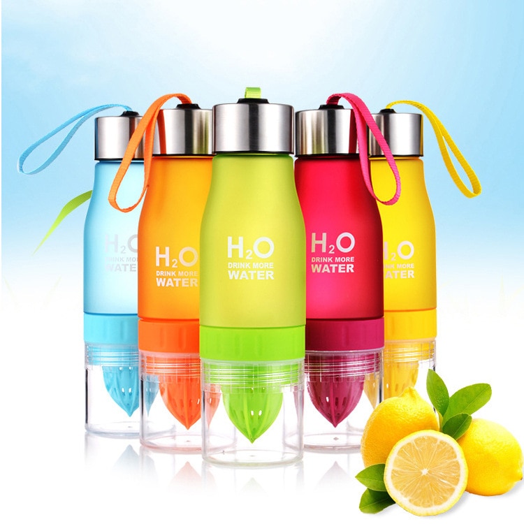 650ml-H2O-Lemon-Juice-Water-Bottle-Fruit-Infuser-Drinkware-Sport-Shaker-Cute-Water-Drinking-Bottles-BPA Lemez Gyümölcs Víz H2 Infuser Drinkware Sport Shaker Aranyos Vízivő Palackok Bpa Ingyenes Paradicsomos Vizespalack - Image 1