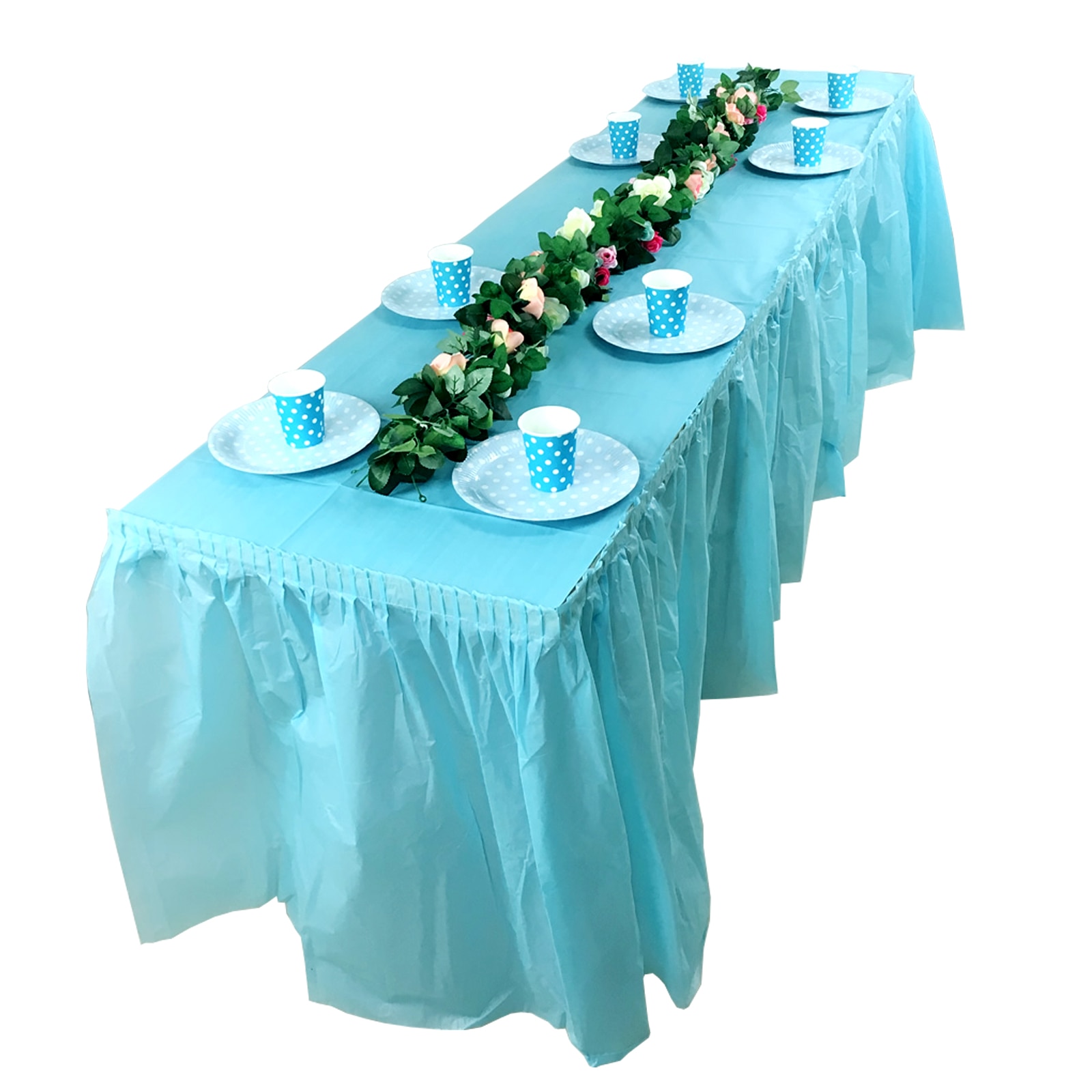 Műanyag Eldobható Egyszínű Asztalterítő Asztal Szoknya Téglalap Kerek Étkezőasztal Borító Baba Zuhany Születésnapi Esküvőre