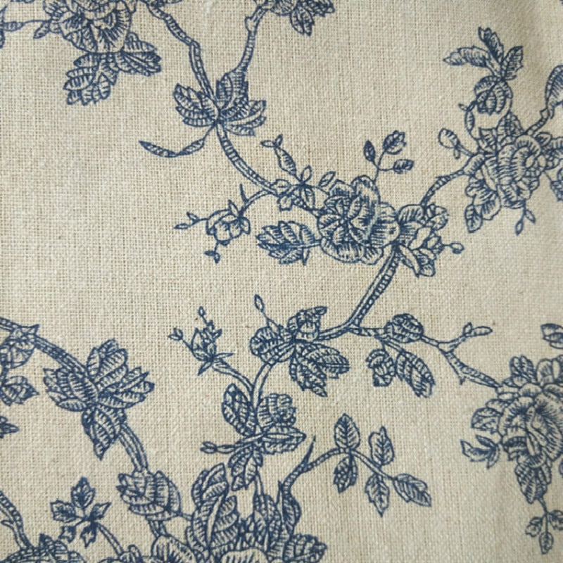 Vintage Kék Virág Professzionális Nyomtatás És Festés Vászon Szövet Párna Kanapé Asztalterítő Függöny