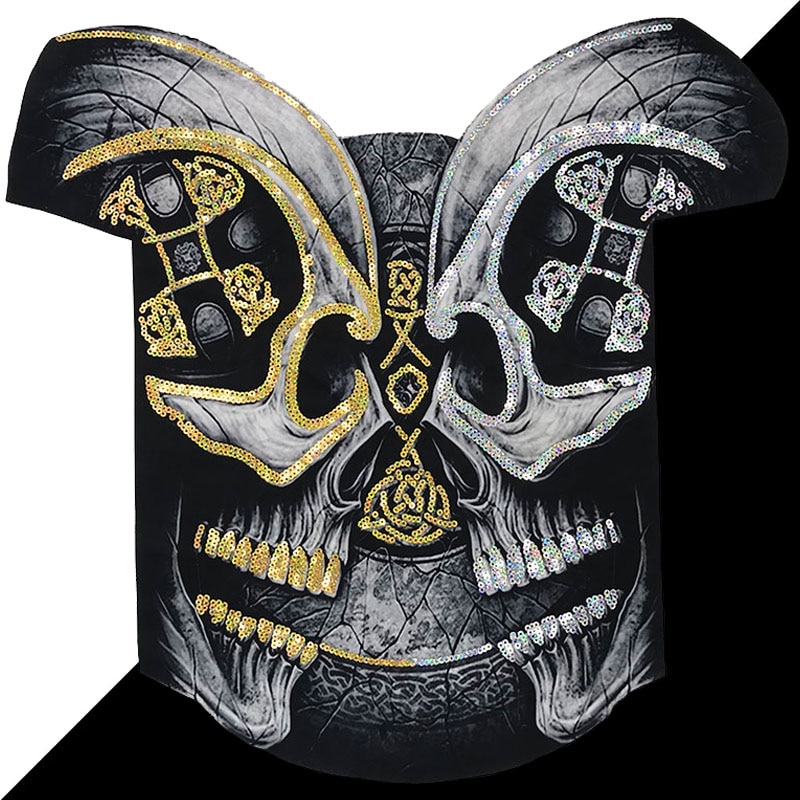 1Pcs-New-Embroidered-extra-large-skull-patch-motorcycle-jacket-vest-biker-patch-punk-applique-clothes-sewing 1Db Hímzett Extra Nagy Koponya Javítás Motorkerékpár Kabát Mellény Motoros Tapasz Punk Rátétes Ruhák Varrás Minták - Image 1