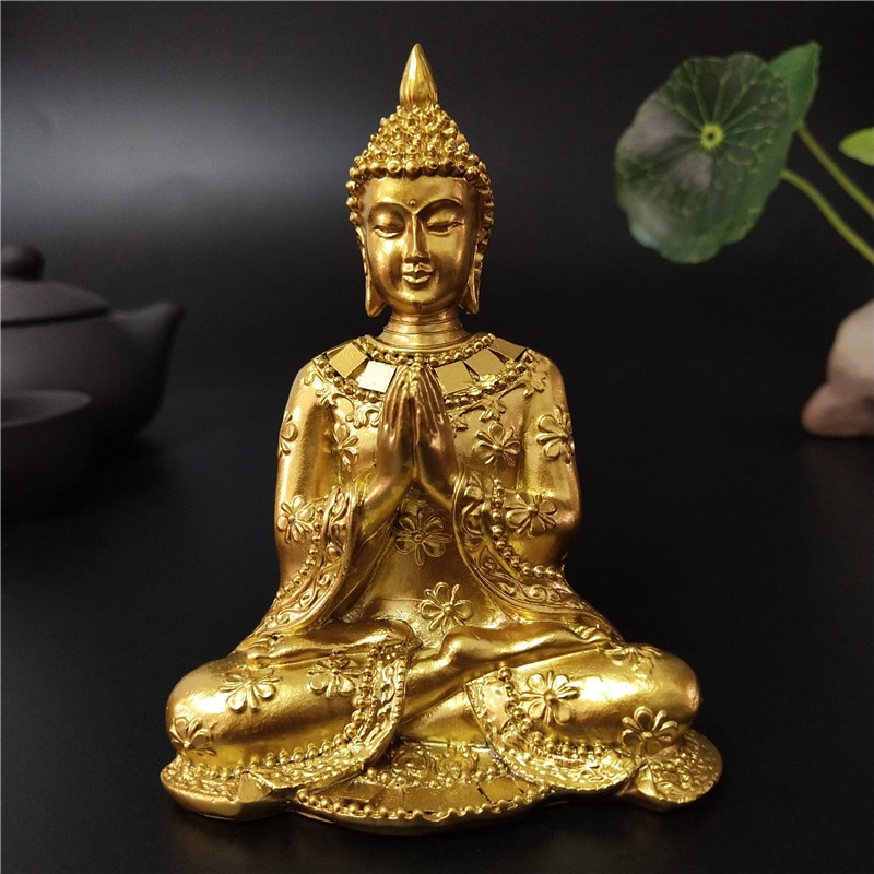 Arany Thaiföld Buddha Szobor Otthoni Kert Dekorációs Meditáció Hindu Fengshui Figurák Dísztárgyak Kézművesség