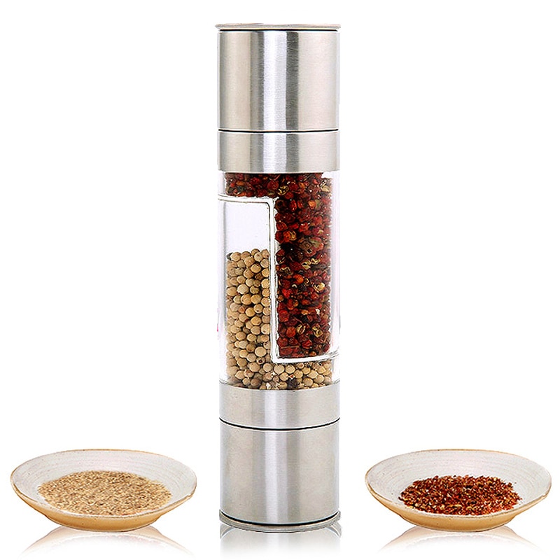 Stainless-Steel-Salt-and-Pepper-Grinder-Set-2-in-1-Adjustable-Ceramic-Sea-Salt-Grinder-Pepper Rozsdamentes Acél Só- És Borsőrlő Szett 2 Az 1-Ben - Állítható Kerámia Tengeri Só Daráló - Image 1