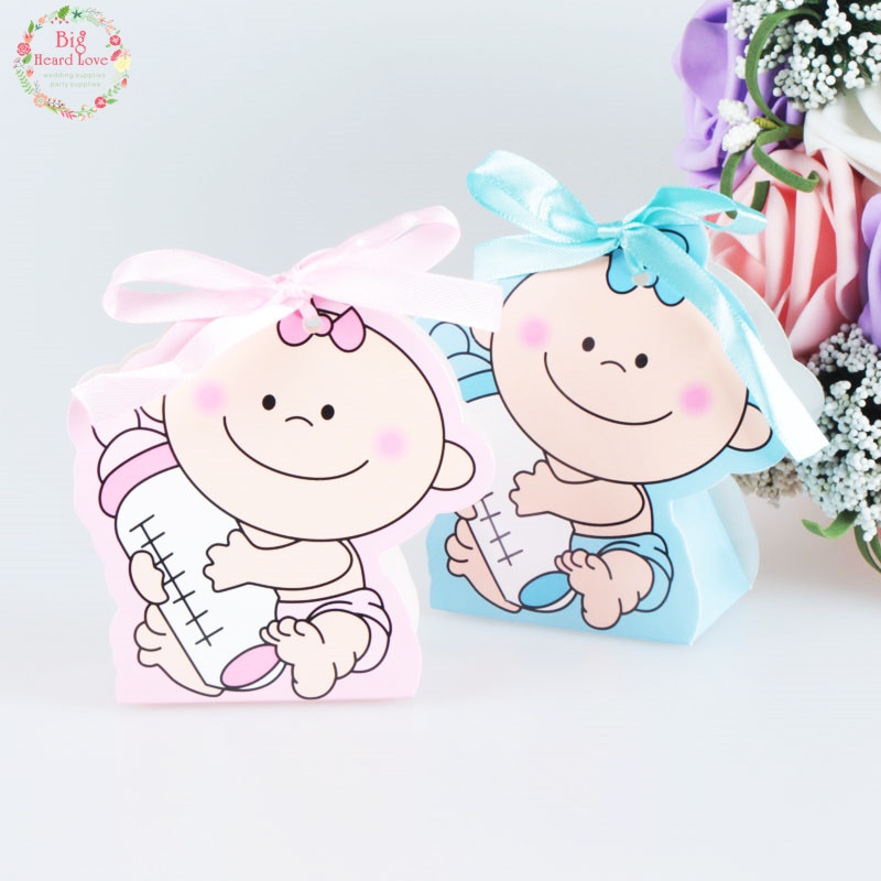48Db / Bébi Lány És Fiú Kartondobozban Fél Baby Shower Candy Box Cumisüveg Birthday Party Dekorációk Kids