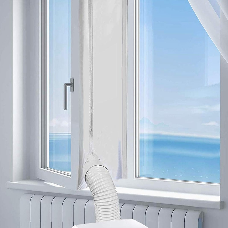 Zsiliptömítő Window Seal Mobil Klímaberendezés, 400 Cm Rugalmas Szövet Tömítőkorong Cipzárral És Ragasztó Gyors