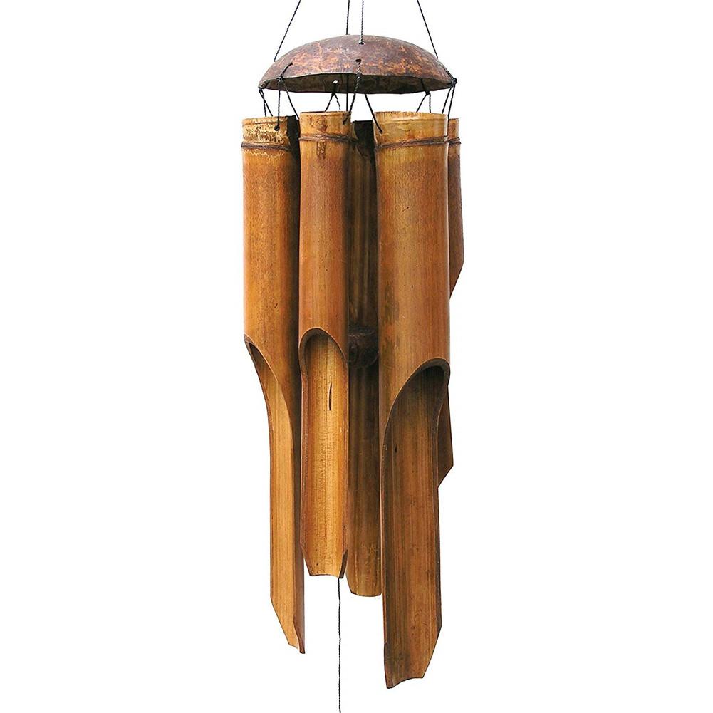 Bambusz Szélcsengőket Big Bell Tube Kókuszfa Kézzel Készített Beltéri És Kültéri
