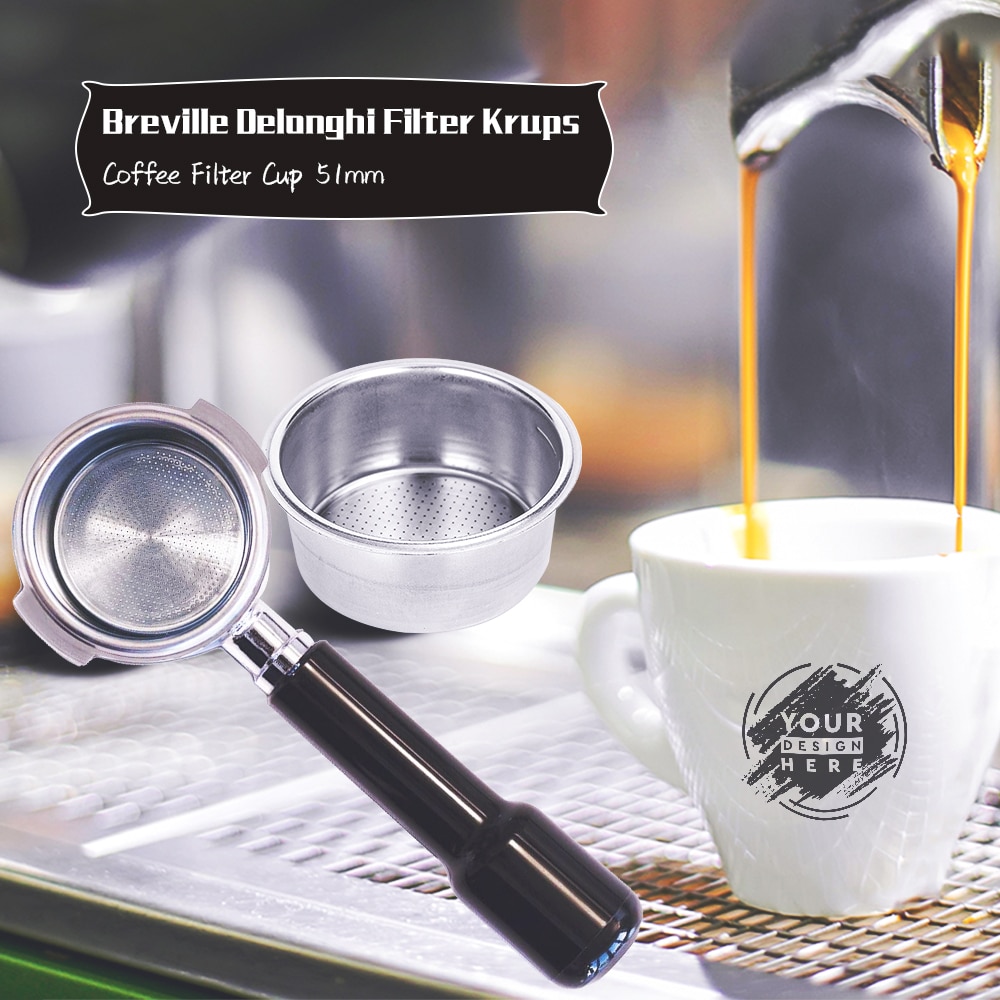 Kávé Szűrőcsésze 51 Mm-Es Nyomás Nélküli Szűrőkosár Breville Delonghi Filter Krups Kávéfőzők Konyhai Kiegészítők - Image 3