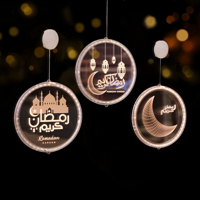 Muzulmán Fesztivál Könnyű Ramadán Dekoráció Eid Mubarak Kastély Szezámolaj Hold Led Függő Lámpa Palota Arab Iszlám Party Kellékek