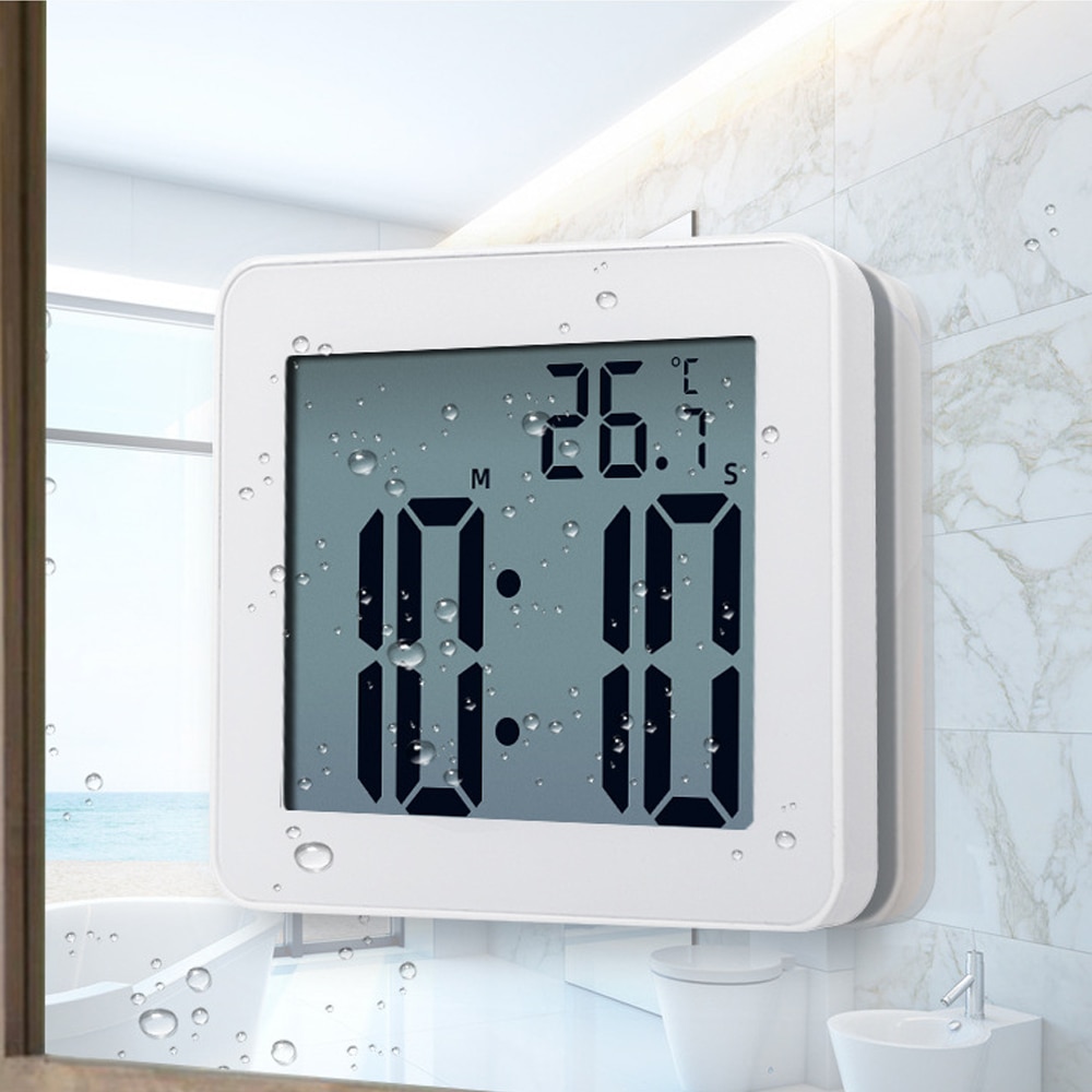 Digitális Fürdőszobai Órák Egyszerű Lcd Elektronikus Ébresztőóra Vízálló Hőmérséklet Fürdőszoba Függesztett Időzítő