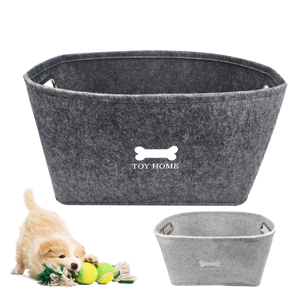 Solid Gray Pet Dog Toy Tároló Kosár Nagy Kapacitású Kutya Tartozékok Nemez Lélegző Storage Bag Kiegészítők Supplies New