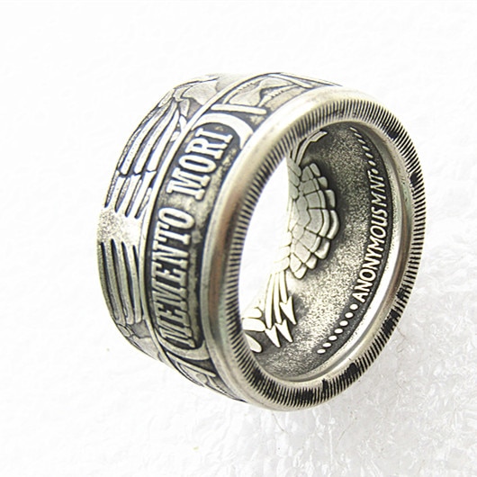 Amerikai Egyesült Államok Momento Mori Érmék Fej' Ötvözet Gyűrűje, Kézzel Készített Méretben 8-16 185 Cm-Es,