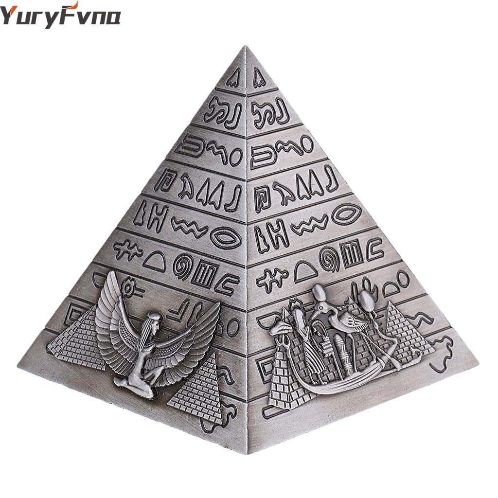 Yuryfvna Fém Ezüst Egyiptomi Piramis Figura Piramisépület Szobor Otthoni Iroda Asztali Dekoráció Ajándék Ajándéktárgy
