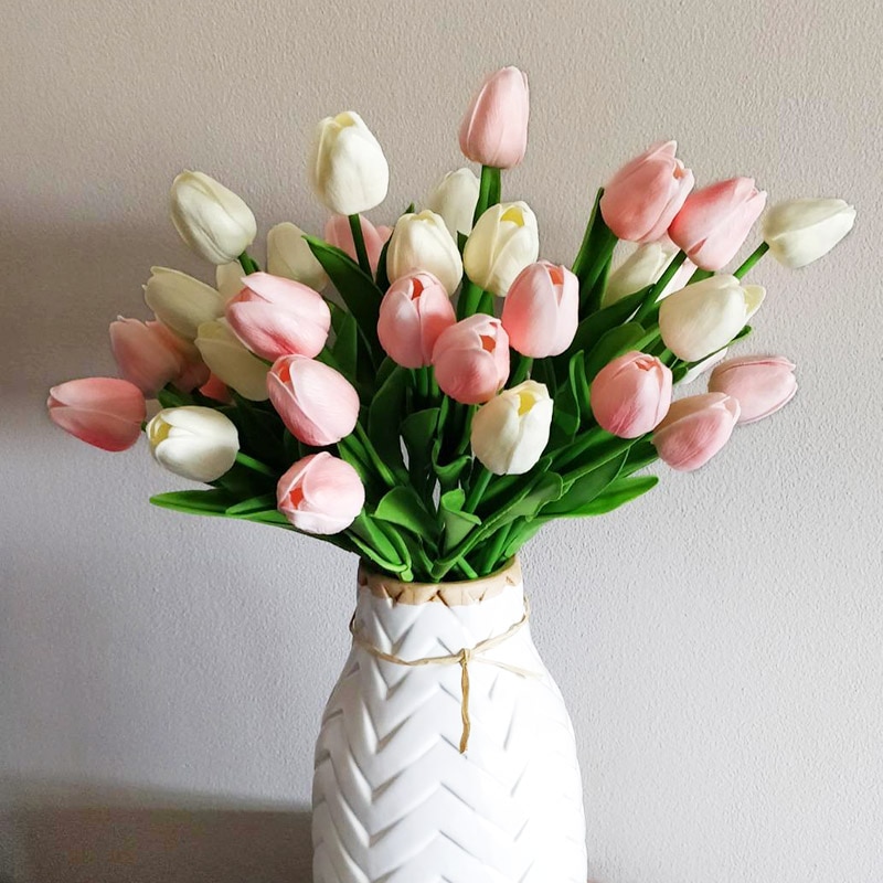 20Db Tulipán Művirág Keverék Valódi Érintésű Műcsokor Virág Esküvői Dekorációhoz Virágok Otthoni Kert Dekoráció