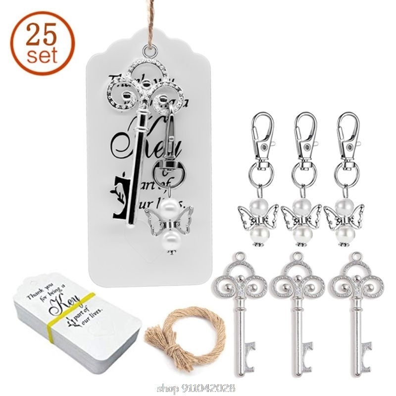 25Db / Készlet Kulcstartó Üvegnyitó Angyalszárnyak Címkékkel Esküvői Party Kedvencei Ajándéktárgyak Ajándékok N16 20 Csepphajó