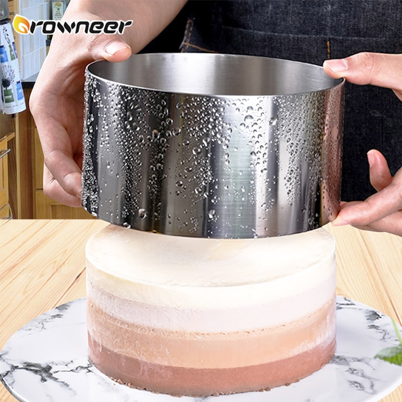 Adjustable-Mousse-Ring-Mold-Stainless-Steel-Circle-Square-Pastry-Baking-Decorating-with-Scale-Silver-Cake-Tools Állítható Mousse Gyűrűs Forma Rozsdamentes Acél Kör Négyzet Alakú Sütemény Sütés Díszítés Mérleg Ezüst Torta Eszközökkel Konyhai Sütemények - Image 1