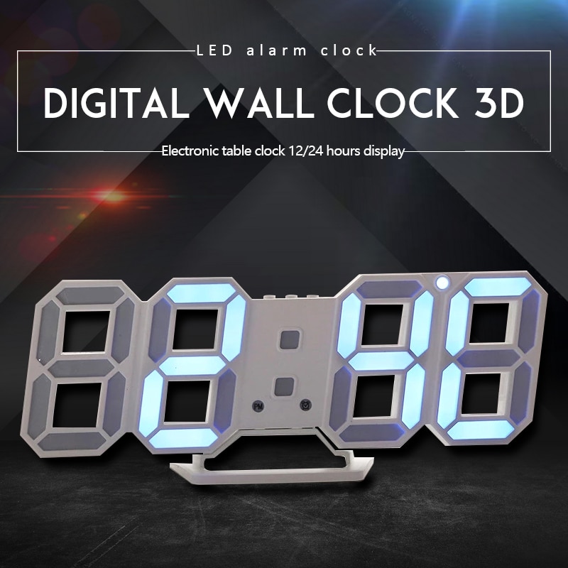 Digitális Falióra 3D Led Ébresztőóra Elektronikus Asztali Órák Nagy Hőmérsékletű 12/24 Órás Kijelzővel