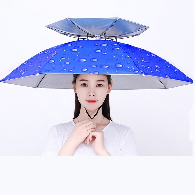Horgász Esernyő Kalap Kétrétegű Fejre Szerelhető Szélálló És Eső Nélküli Napernyő Kültéri Összecsukható Esernyős