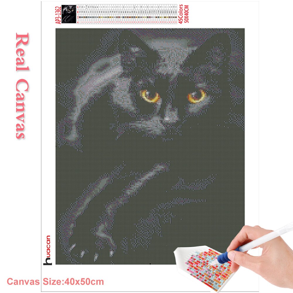 Diamond Painting Black Cat Full Drill Diamond Mosaic Animal Decoration Painting  With Diamonds Room Decor