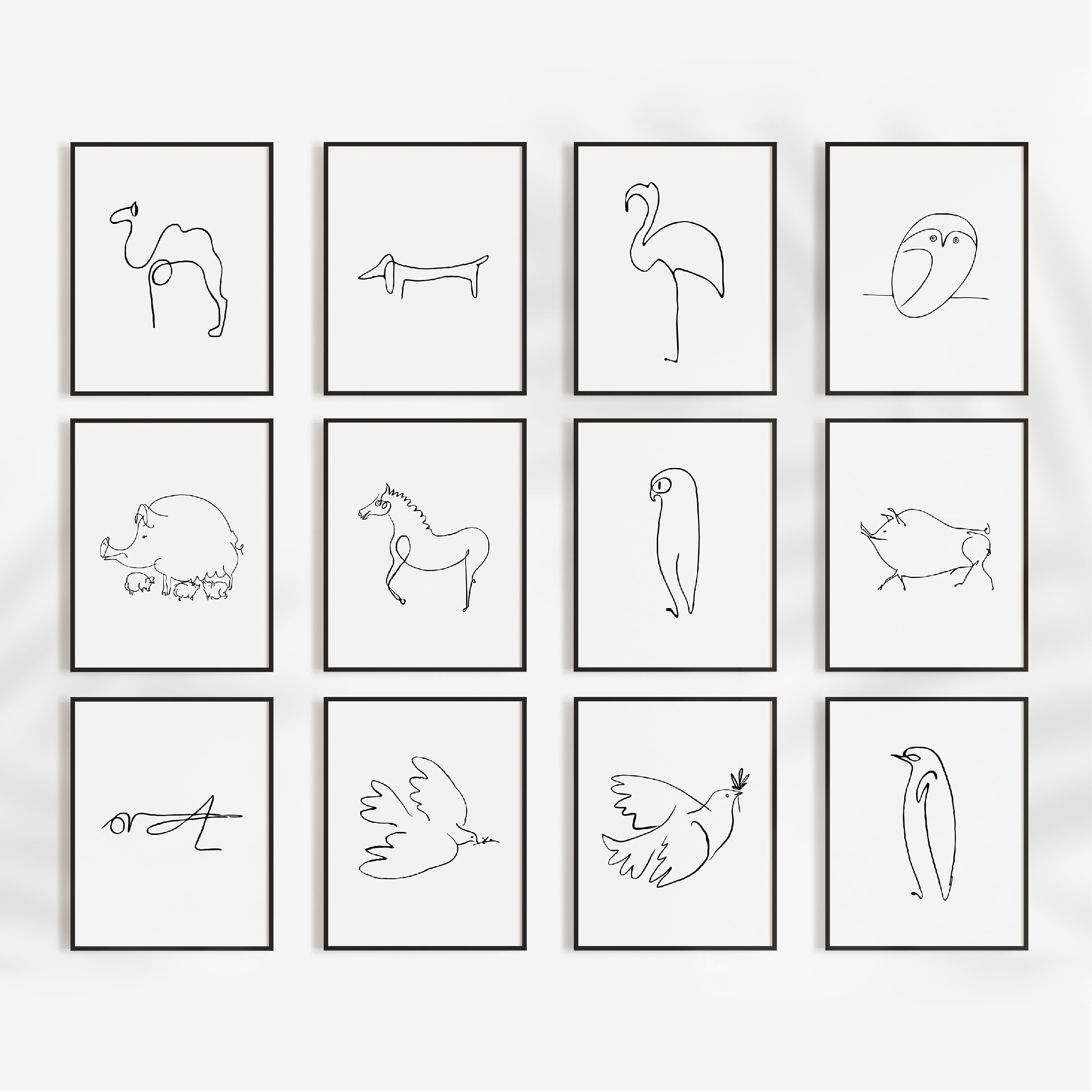 Pablo Picasso Nyomtatott Állatok Absztrakt Művészet Egysoros Rajz Festmény Képek Vázlatok Minimalista Falfestmény Vászonképek