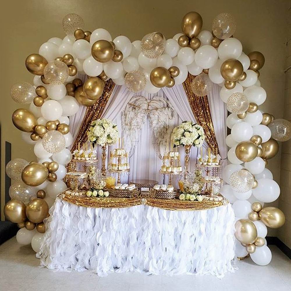 147pcs-White-Gold-Balloon-Garland-Arch-Kit-Gold-Dot-Chrome-Metallic-Latex-Ballon-Wedding-Birthday-Party Deursticker 147Db Fehér Arany Léggömb Garland Íj Készlet Pöttyös Króm Metál Latex Ballon Esküvő Születésnapi Party Dekoráció Baba Zuhany Globo - Image 1