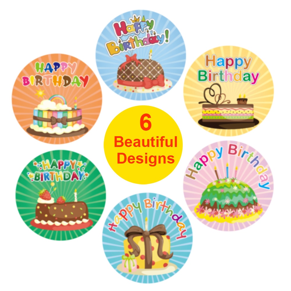 500Db Boldog Születésnapot Matricák Party Ajándék Csomagolás Pecsét Címkék Scrapbooking Kártyák Dekoráció Baba Zuhany Édesség Doboz