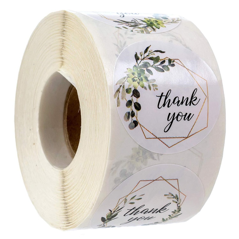 500Db Kerek Címkék Köszönöm Kraft Papír Csomagoló Matrica Cukorka Dragee Ajándék Doboz Táska Esküvői Virág Matricák