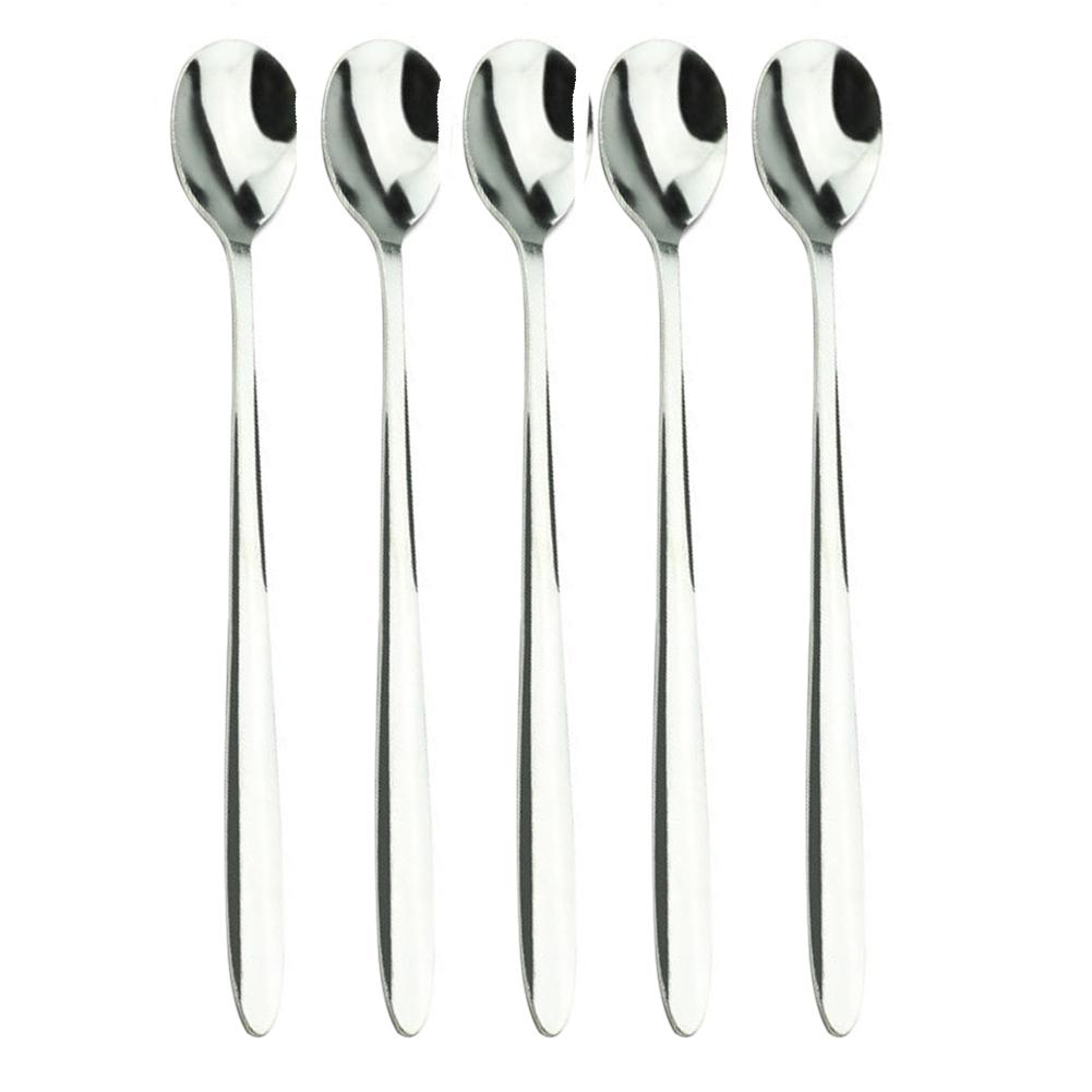 5Pcs-Stainless-Steel-Coffee-Tea-Dessert-Food-Cream-Spoons-Set-Kitchen-Tableware-Drinking-Tools-Kitchen-Teaspoons 5Db Rozsdamentes Acélból Készült Kávés Tea Desszert Élelmiszer Krém Kanál Készlet Konyhai Evőeszközök - Image 1