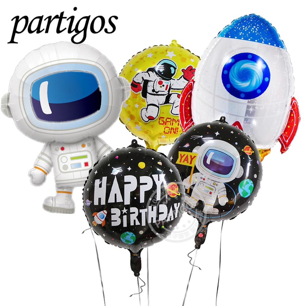5Db Külső Űrparti Űrhajós Rakétahajó Fólia Léggömbök Galaxis / Naprendszer Téma Party Gyerekeknek Születésnapi Dekoráció Kedvez