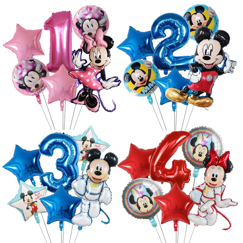 6Db Mickey Minnie Léggömbök Rajzfilm Születésnapi Parti Díszek Csillagszámú Lufi Gyerekeknek Party Dekoráció Klasszikus Játékok