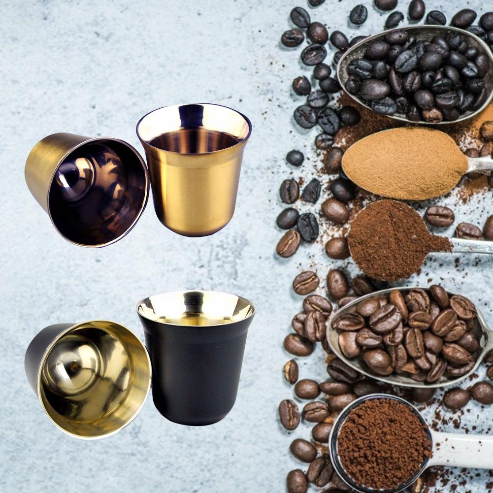 80Ml Kávékapszula Csésze Dupla Falú Étkezési Minőségű Rozsdamentes Acél Eszpresszó Rafelhasználható Bögre Kávés Kiegészítők Kávézó Eszköz Italok