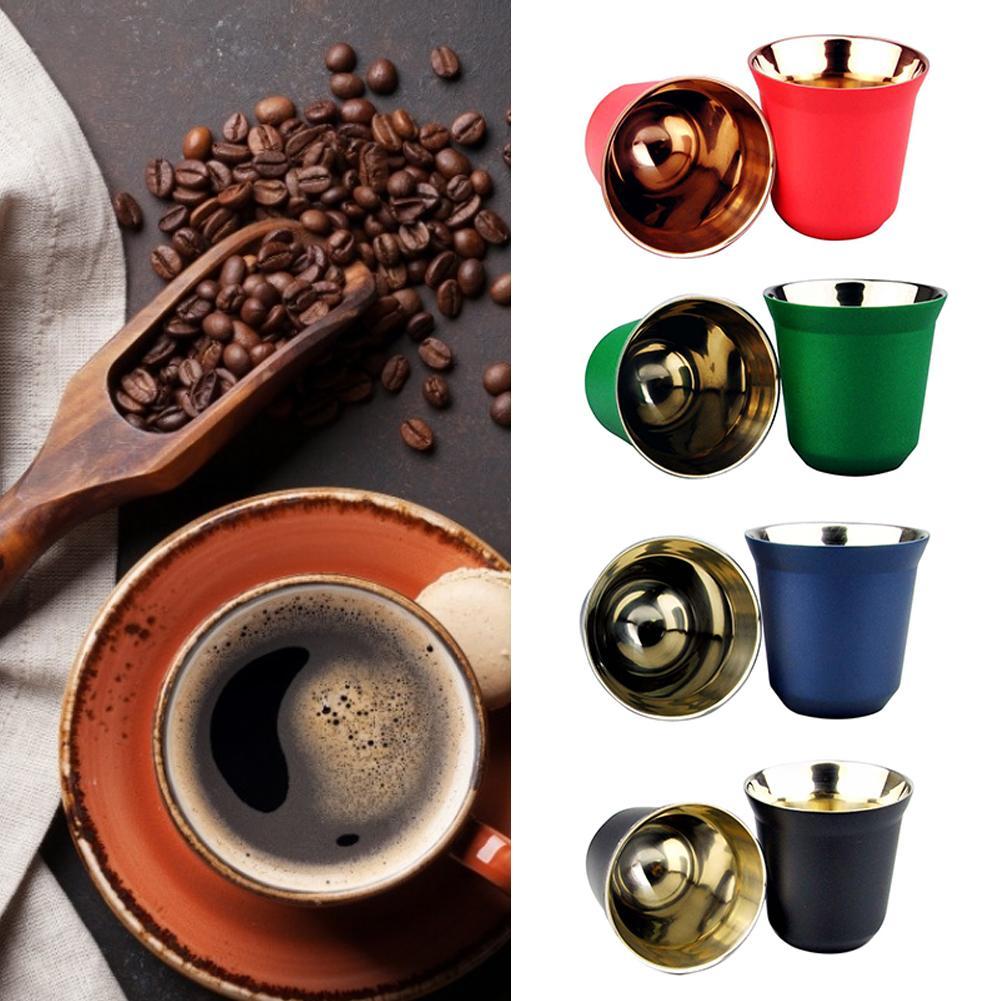 80Ml Kávékapszula Csésze Dupla Falú Étkezési Minőségű Rozsdamentes Acél Eszpresszó Rafelhasználható Bögre Kávés Kiegészítők Kávézó Eszköz Italok