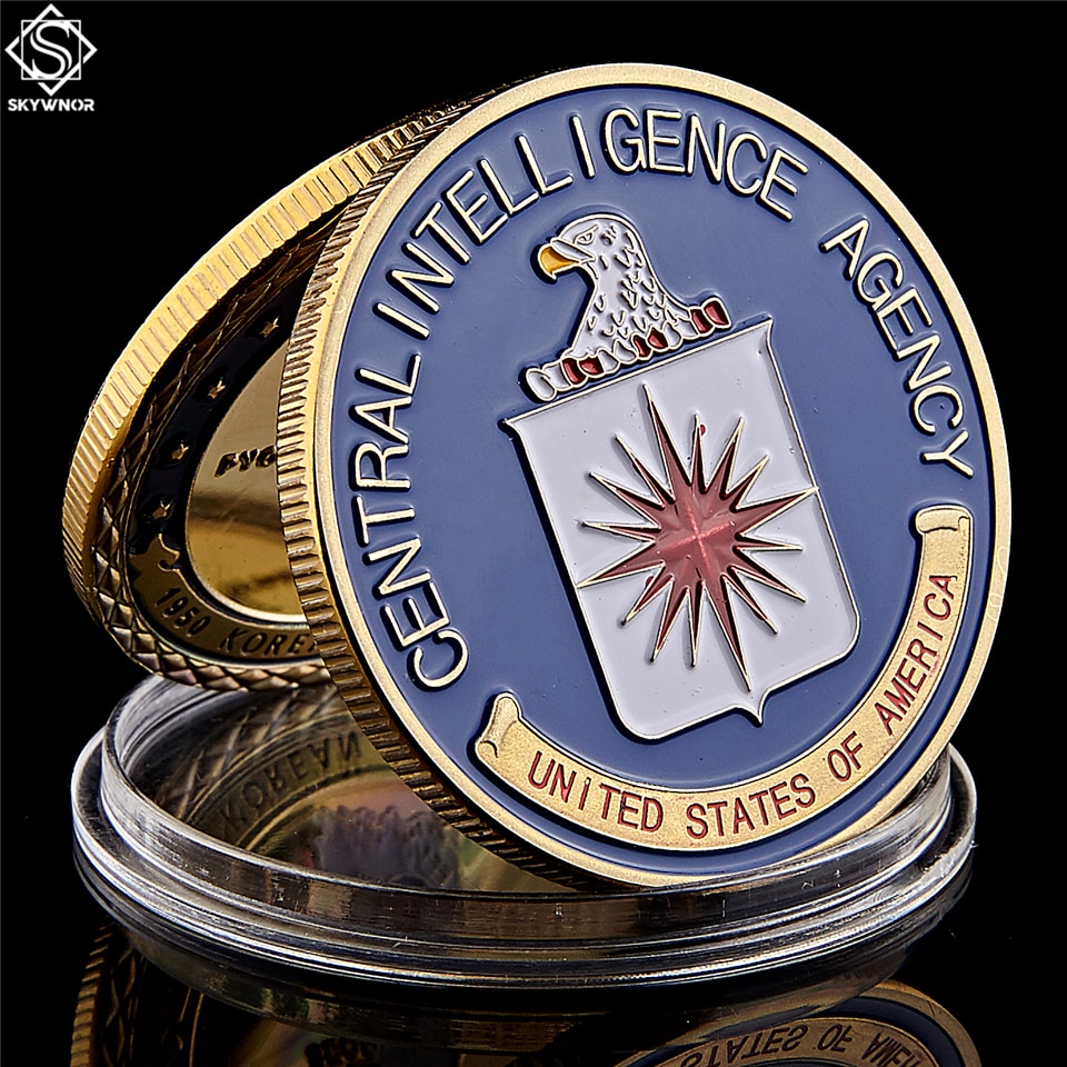 Amerika Katonai Egyesült Államok Központi Hírszerző Ügynökség Érme Arany Cia Challenge Gyűjtemény Kemény Kapszulával