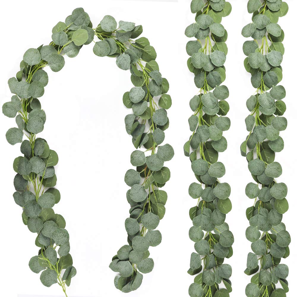 Mesterséges Zöld Eukaliptusz Füzér Levelek Szőlő Rattan Művirágok Esküvői Party Háttér Boltív Otthoni Fal