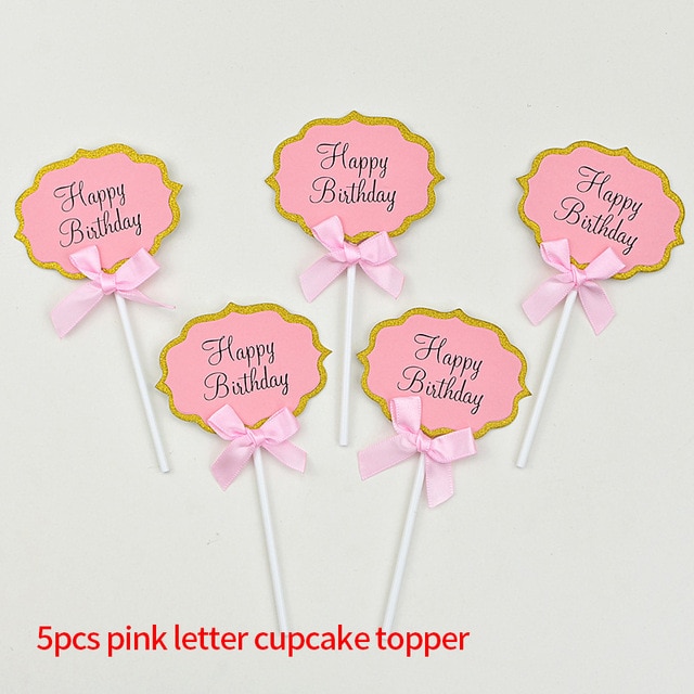 5pcs pink birthday