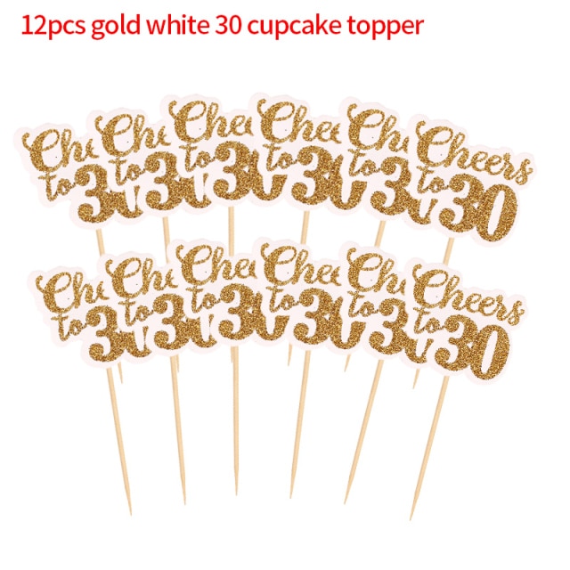 12pcs gold white 30