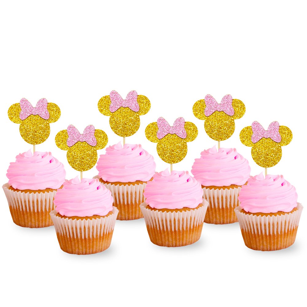 Minnie Egér Rózsaszín Cake Topper És Cupcake 1 Születésnapi Parti Kellékek Dekoráció Kislánynak Kedvez A Torta Dekorációnak