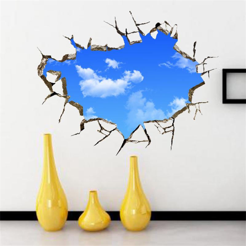 3D Kék Ég Fehér Felhők Fali Matrica Gyerekszobák Mennyezeti Tető Fal Lakberendezés Öntapadó Padló Művészeti Falfestmény Poszter