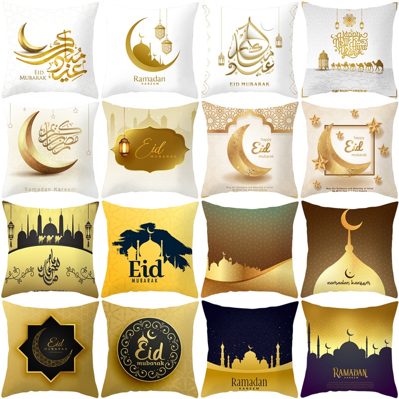 Ramadán Dekorációk Otthoni Iszlám Eid Mubarak Dekor Kanapé Dobó Párnahuzatok Muszlim Mecset Dekoratív Pamut Párnahuzat