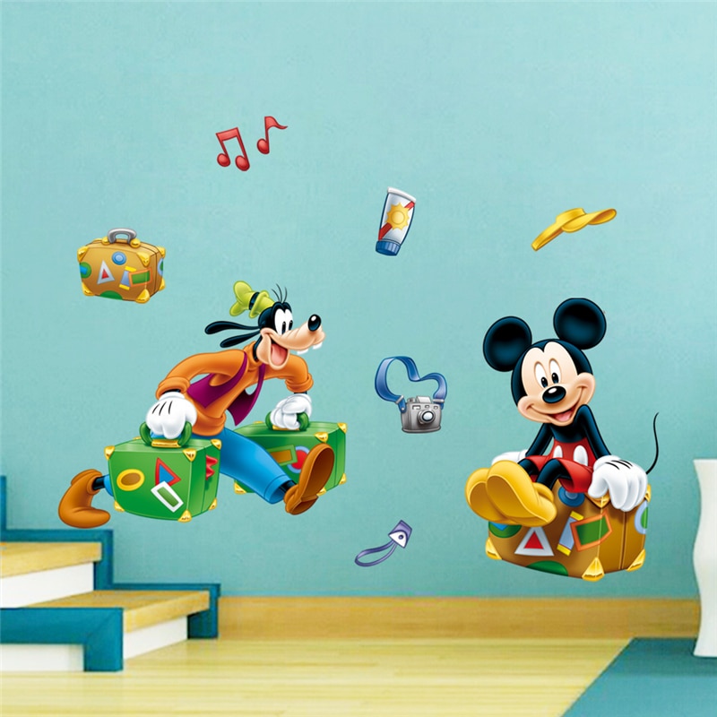 Rajzfilm Csodálatos Utazási Mickey Ostoba Falmatricák Gyerekszobákhoz Lakberendezés Disney Fali Matricák Pvc Falfestmény Art Diy Poszterek